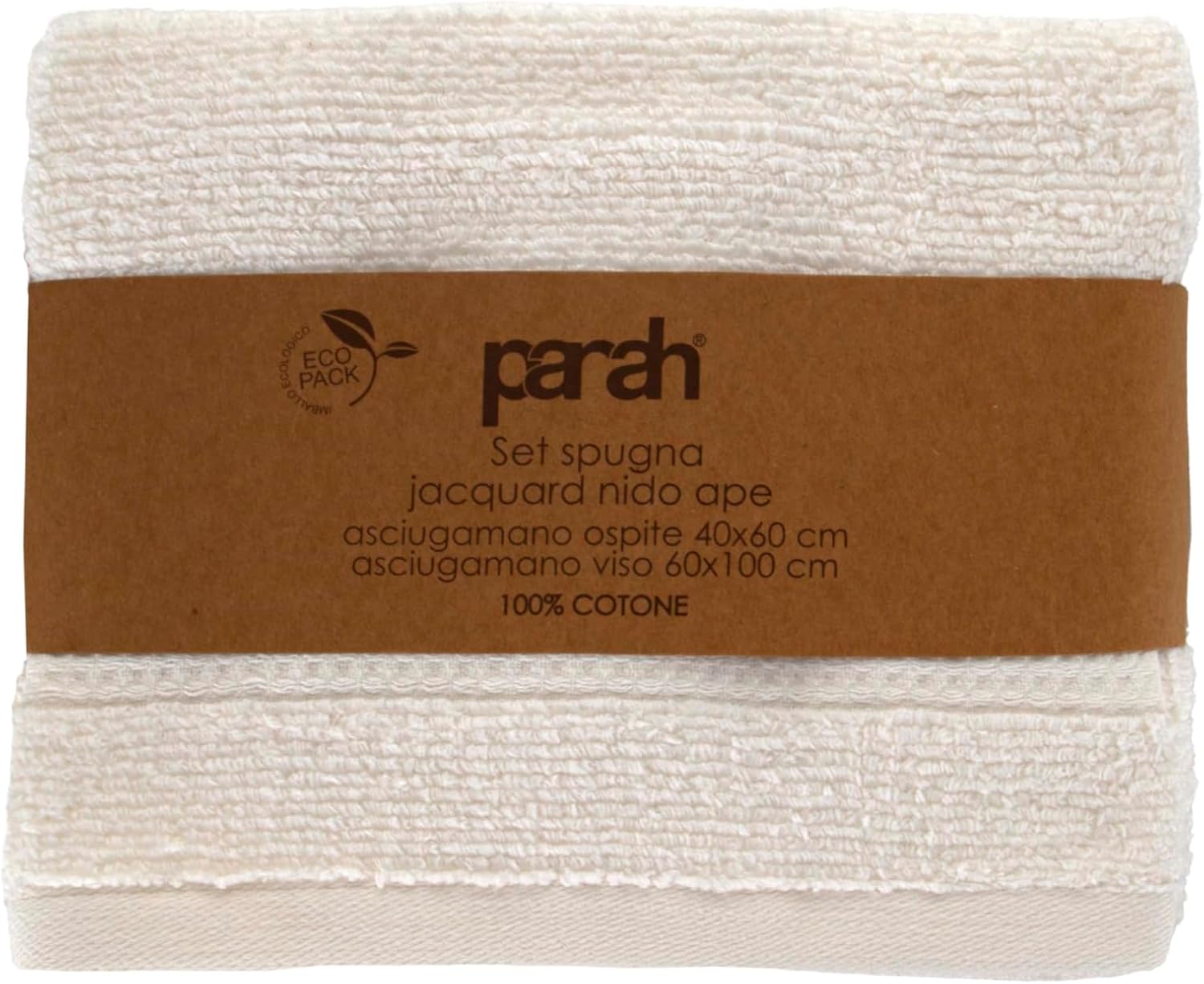 Coppia Spugna 1 pz Viso + 1 pz Ospite 100% Cotone Jacquard Nido D'Ape by Parah
