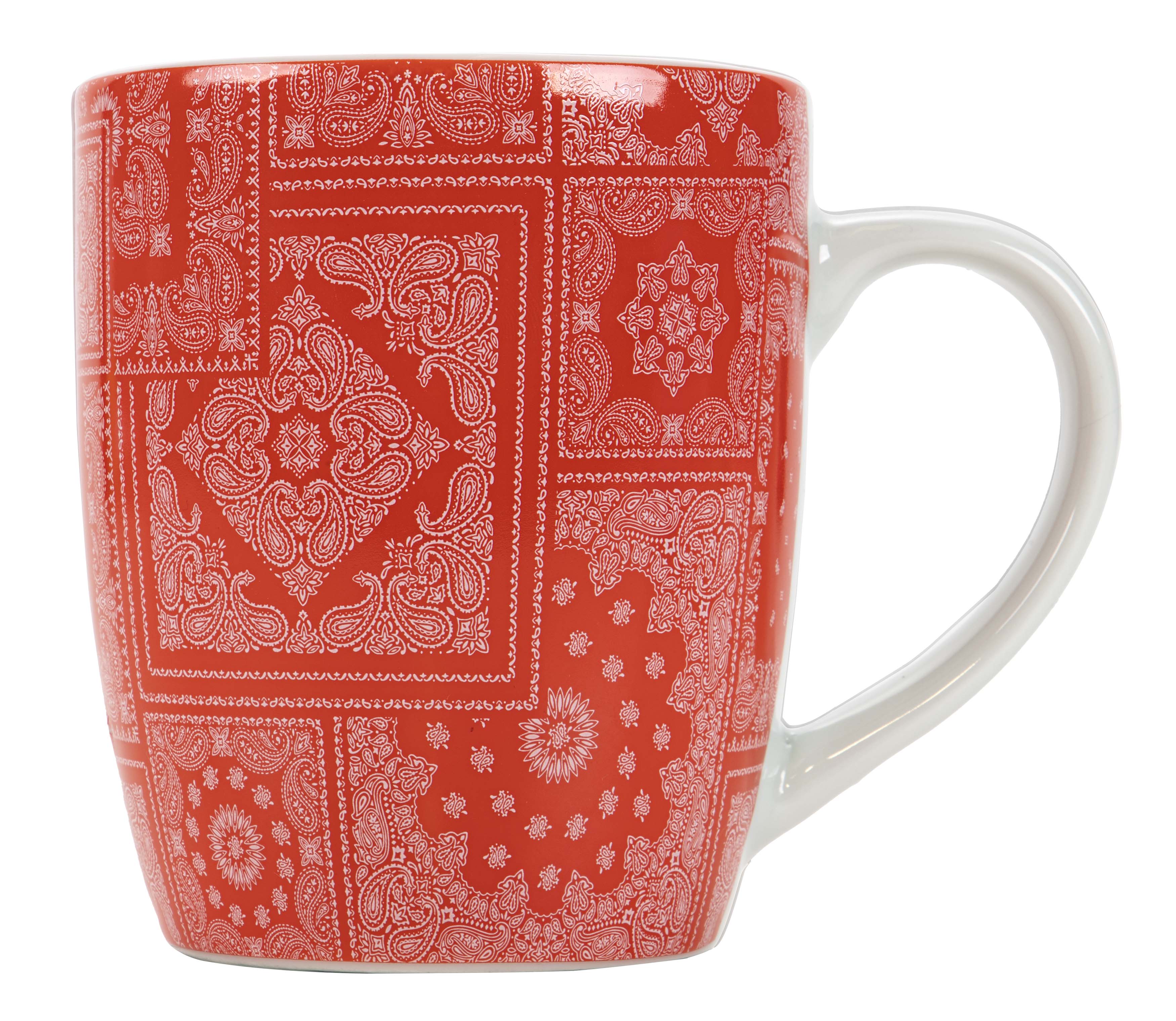 Mug Bandana - Set 2 Tazze Mug con Motivo a Bandana Rossa e Blu in Porcellana