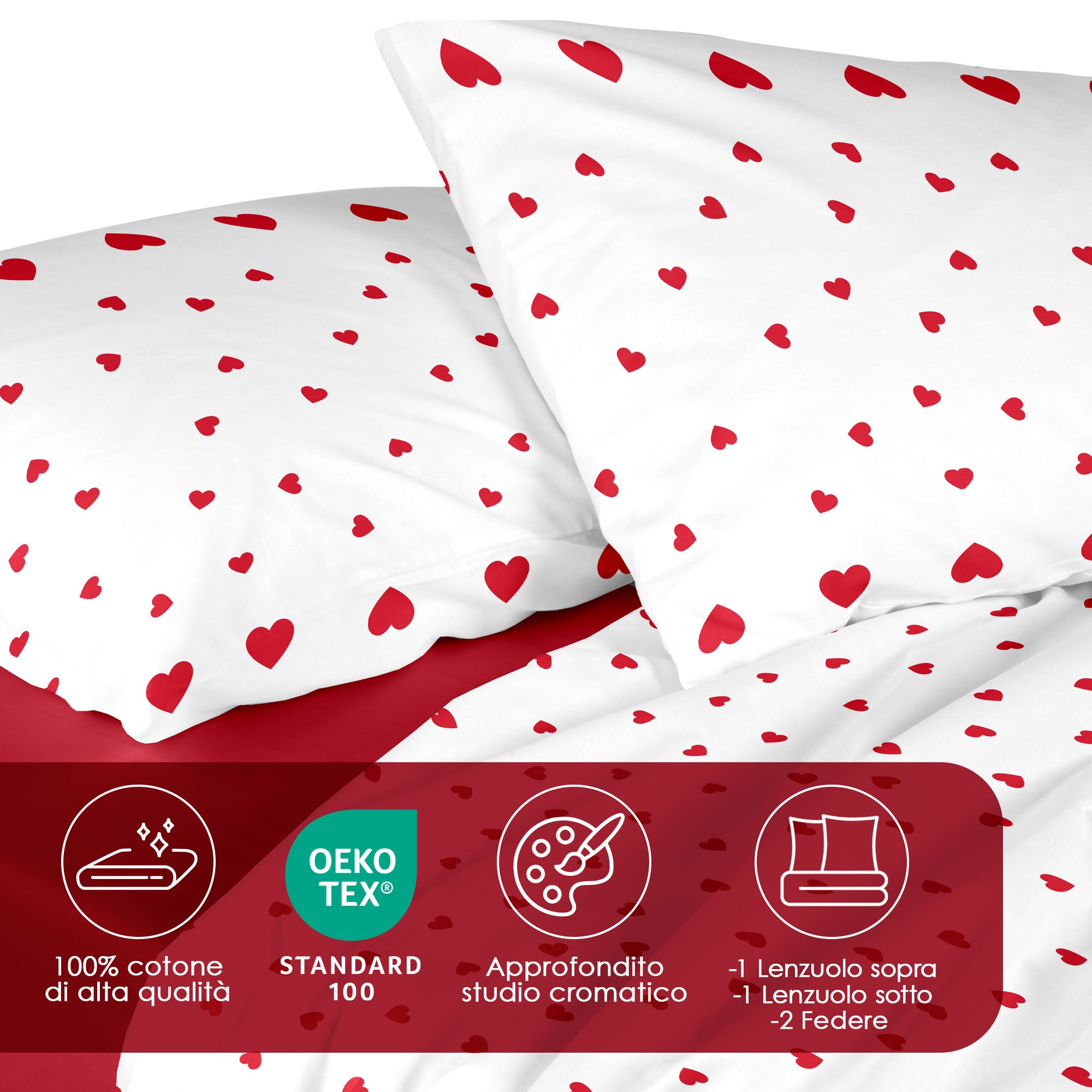 💕 Completo Letto Matrimoniale Cuoricini in Cotone by Sono a Casa💕