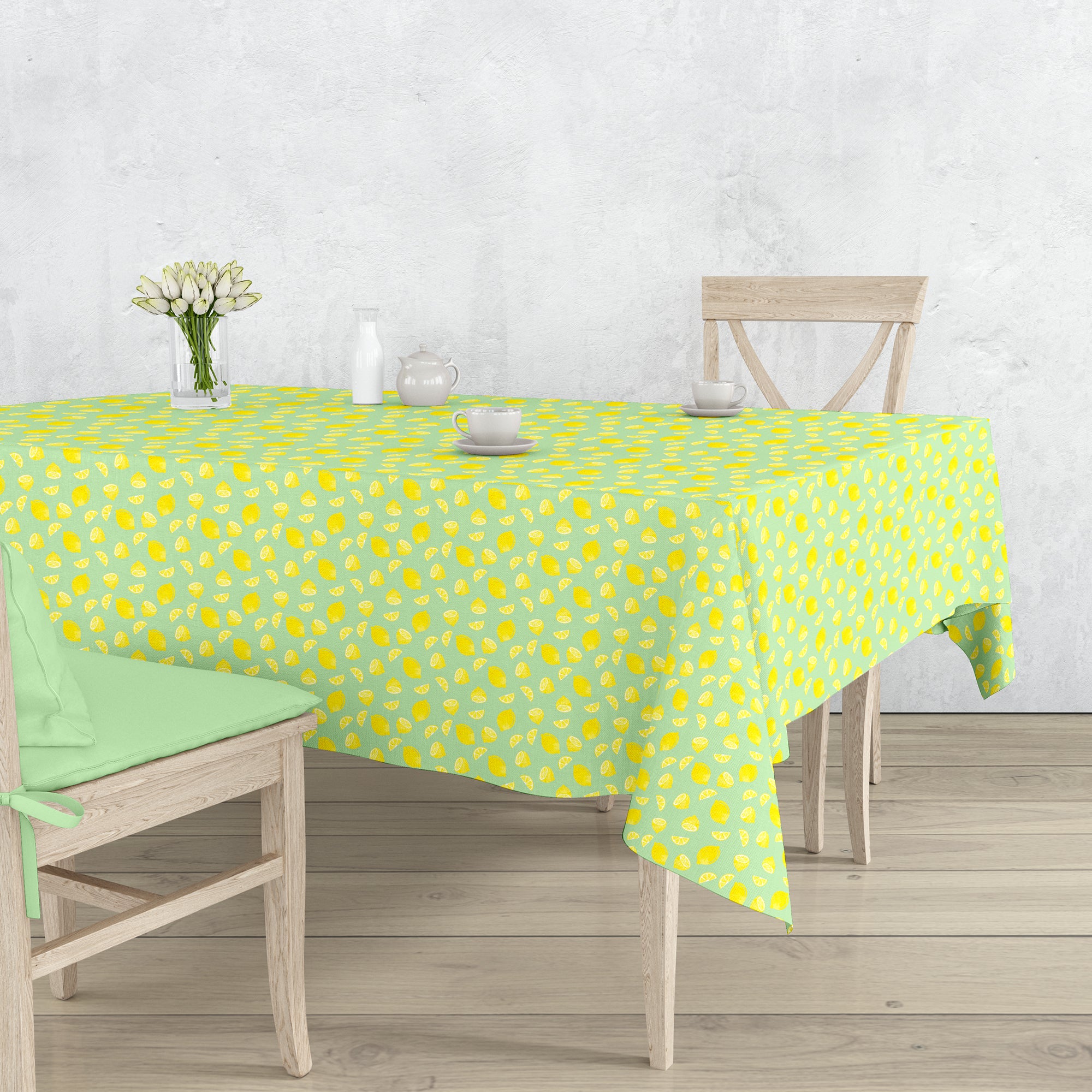 Gilania - Tovaglia Antimacchia - Super Resistente - Rettangolare - Lavaggio Facile (Limoni, 140x240cm)
