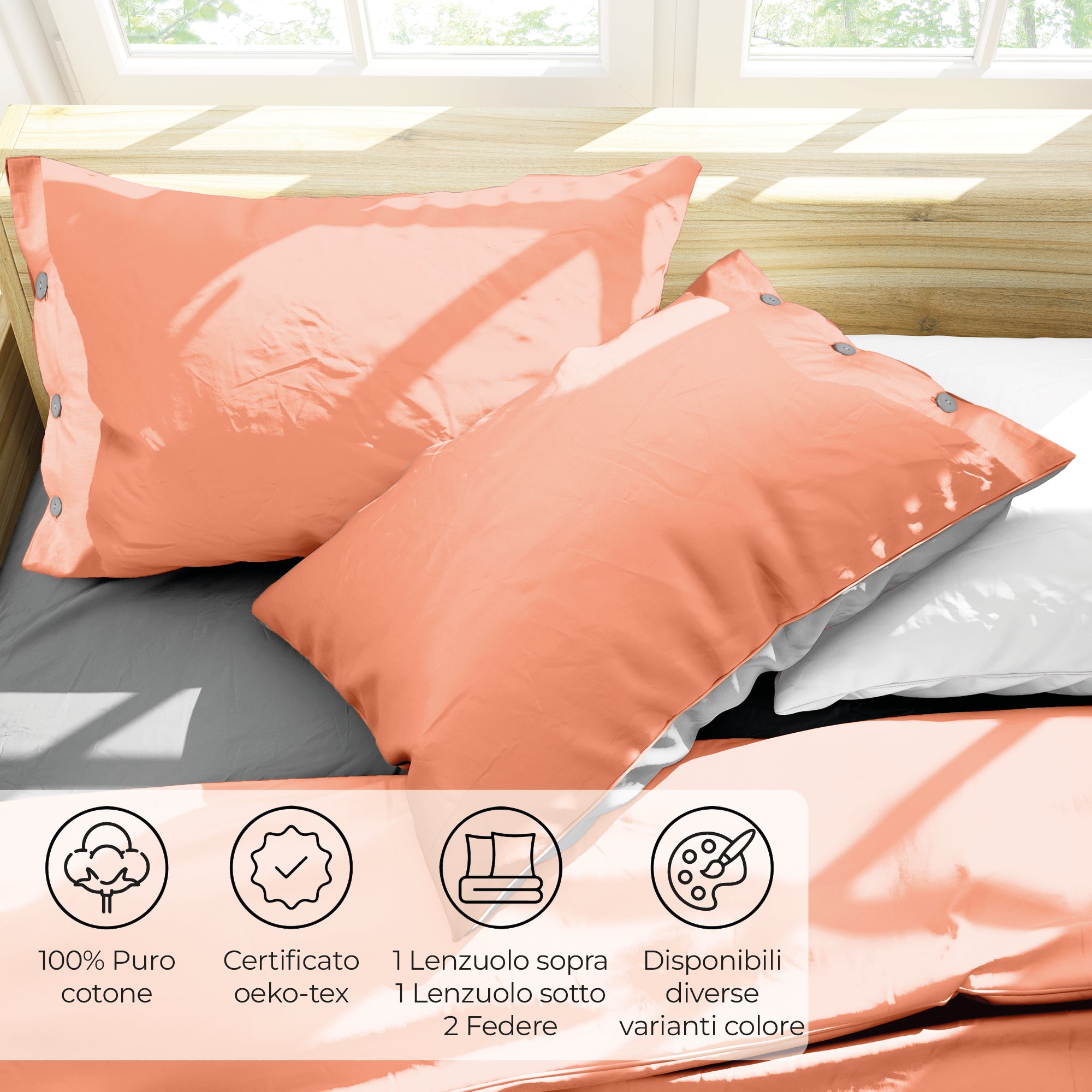 Completo Letto Matrimoniale in Cotone Collezione Good Vibes