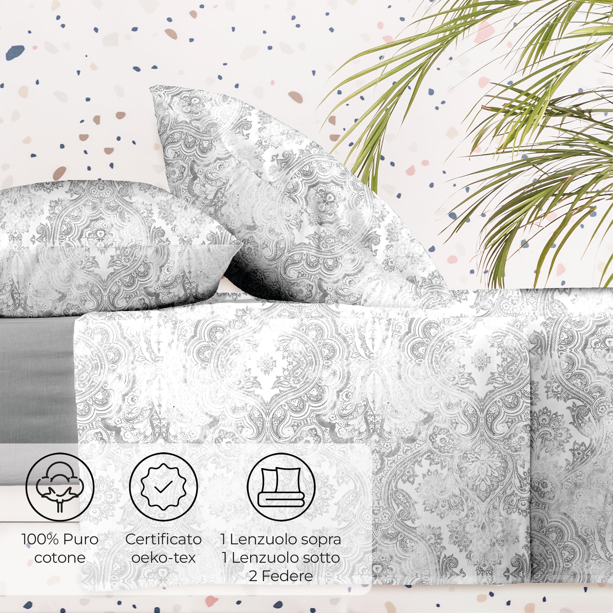 Completo Letto Matrimoniale Batik Grigio - Collezione Everyday