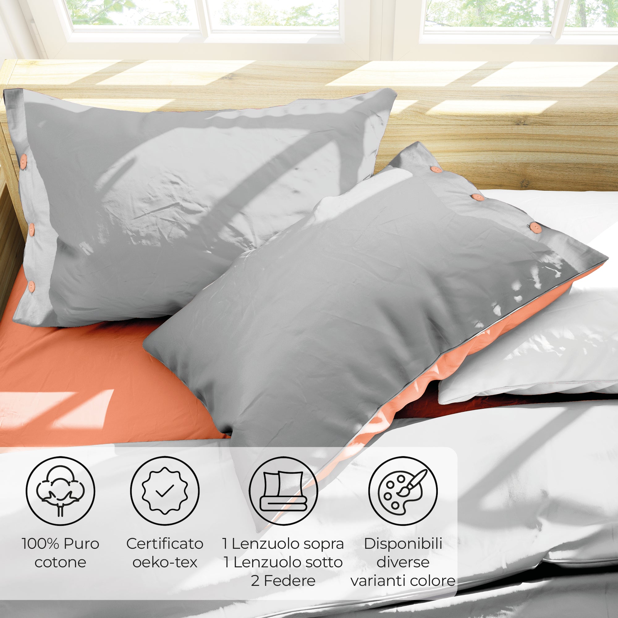 Completo Letto Matrimoniale in Cotone Collezione Good Vibes