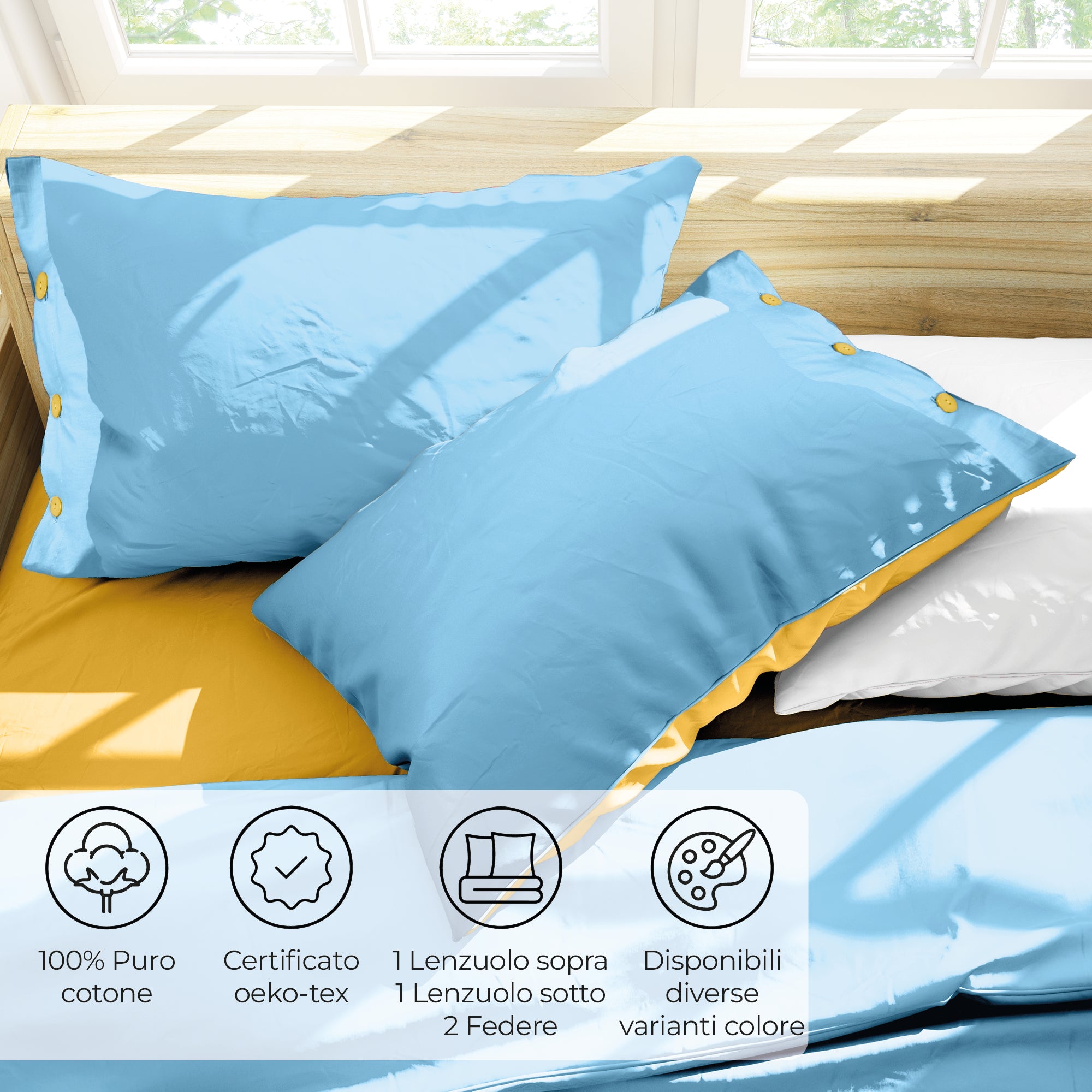 Completo Letto Matrimoniale in Cotone Collezione Good Vibes