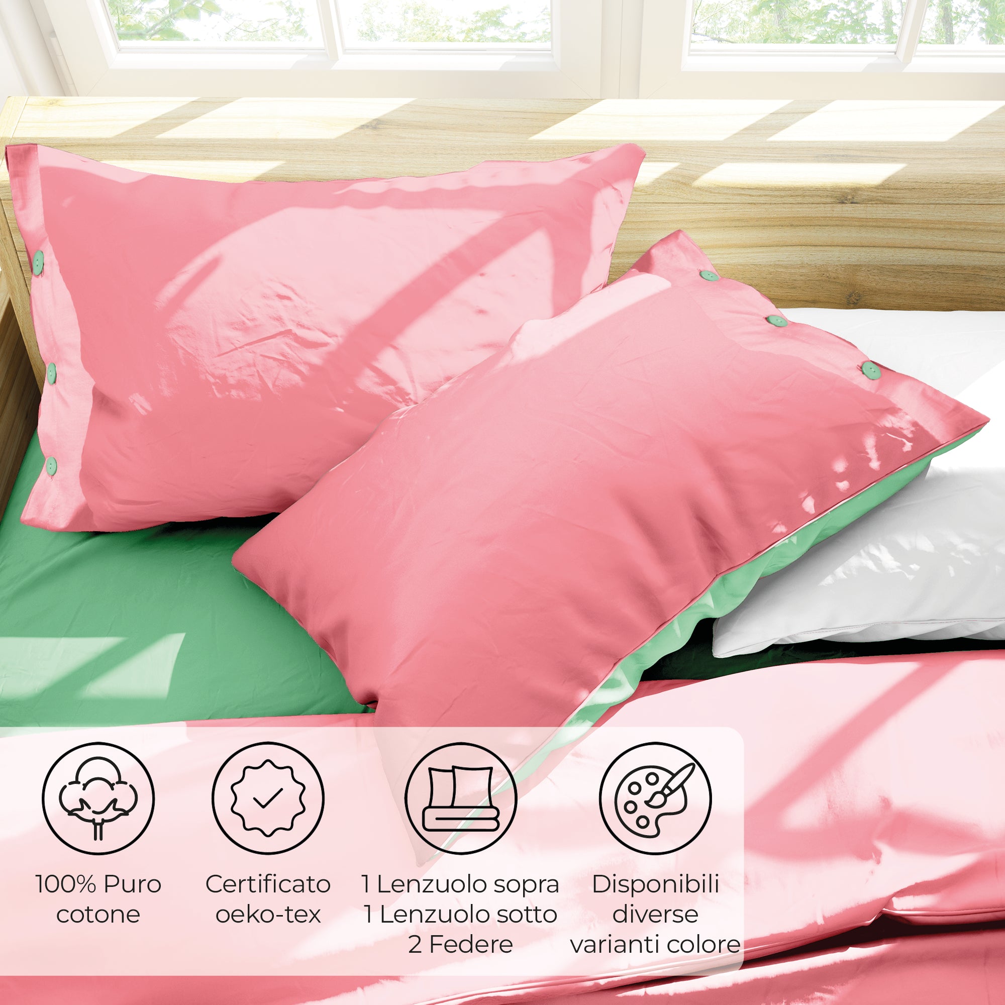 Completo Letto Matrimoniale in Cotone Collezione Good Vibes