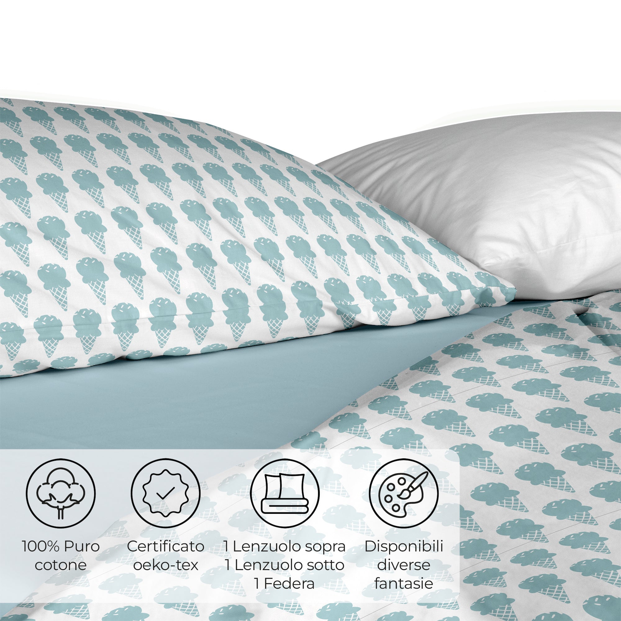 Completo Letto Matrimoniale in Cotone Collezione Candy Dreams