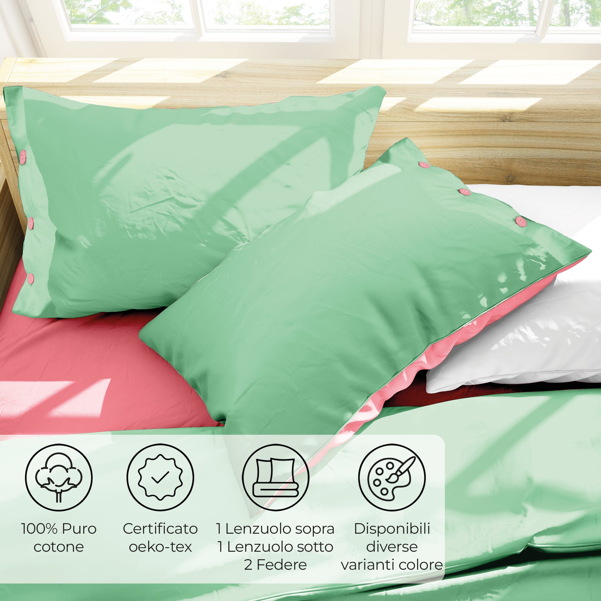 Completo Letto Matrimoniale in Cotone Collezione Good Vibes