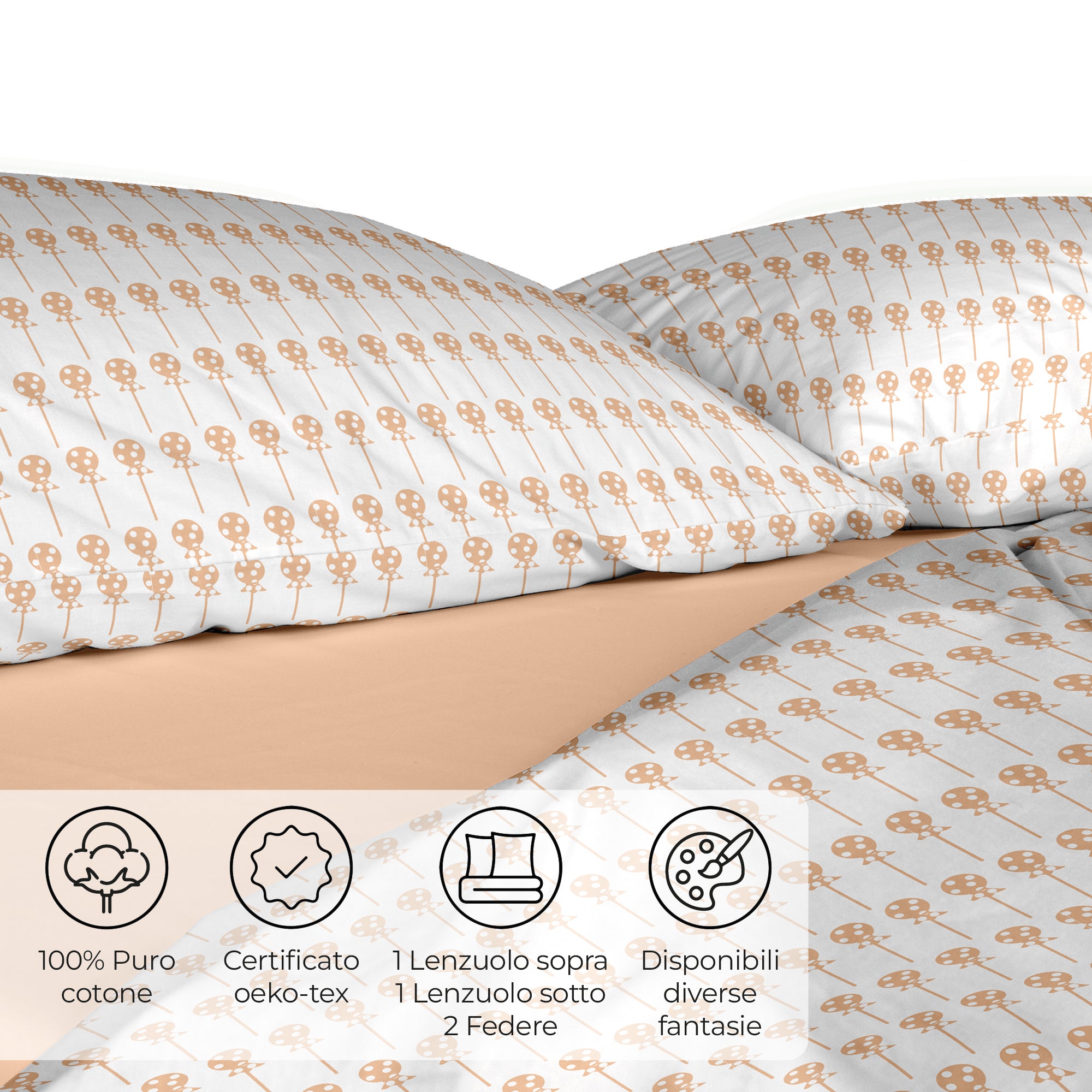 Completo Letto Matrimoniale in Cotone Collezione Candy Dreams