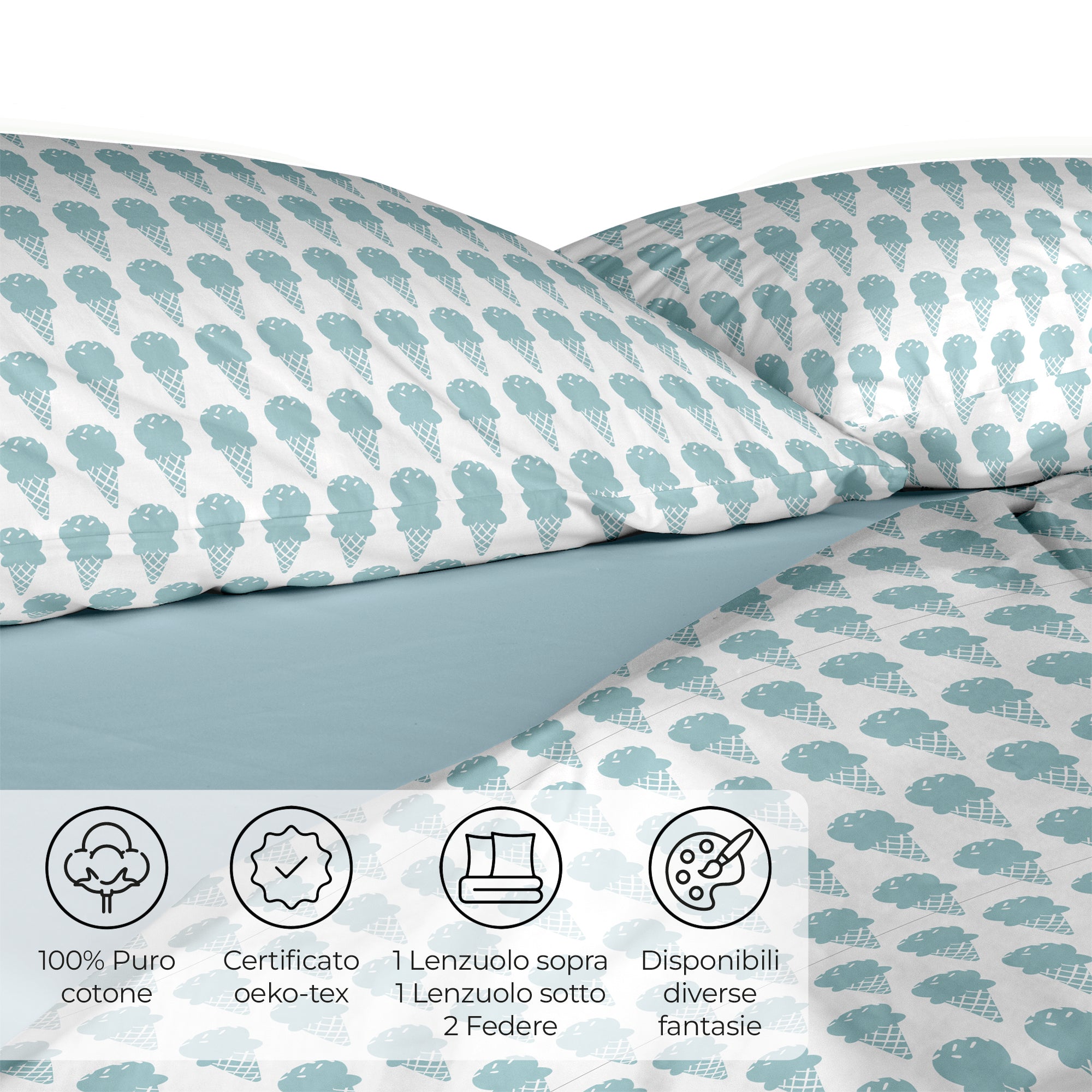 Completo Letto Matrimoniale in Cotone Collezione Candy Dreams