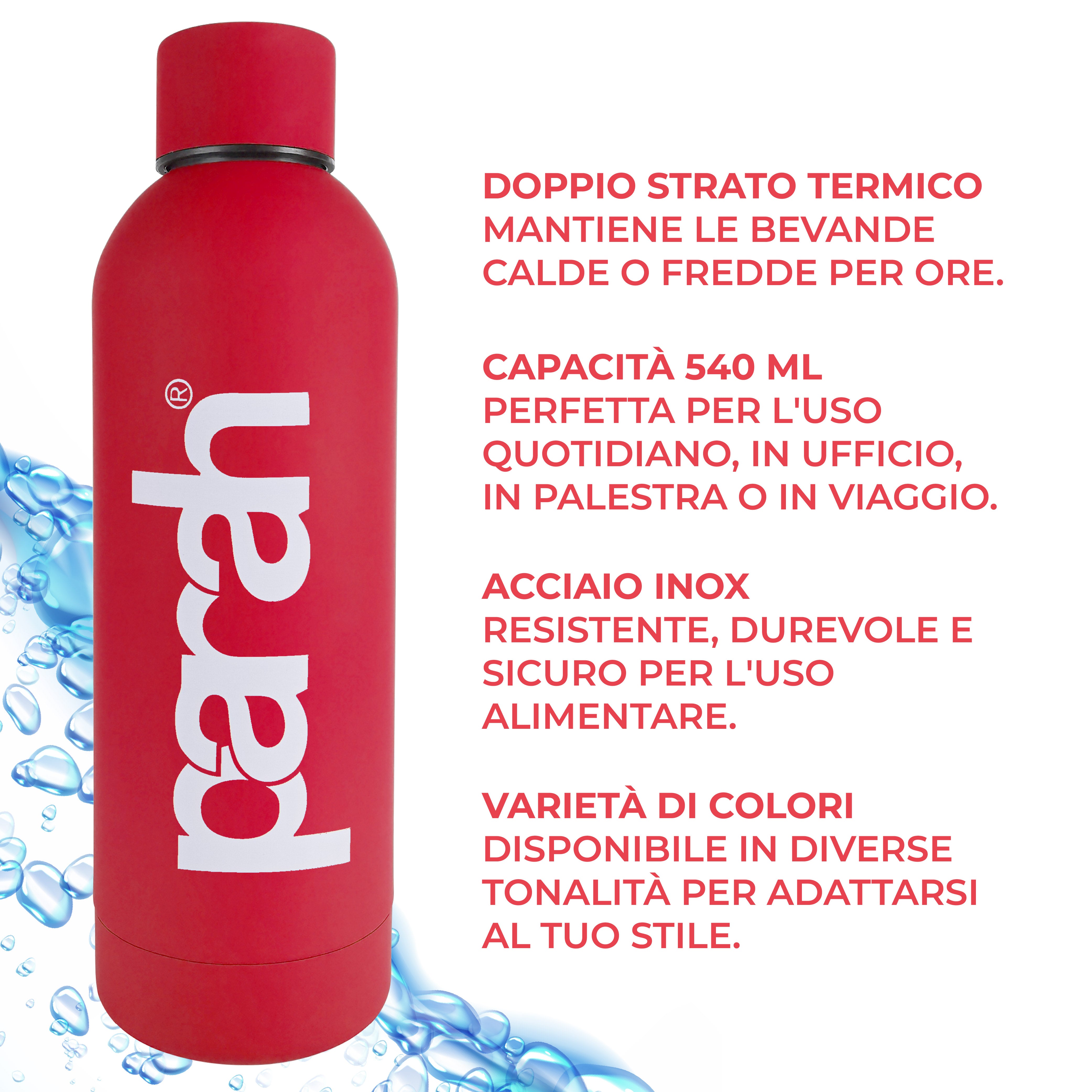 Borraccia 540 ml in Acciaio con Doppio Strato Termico by Parah