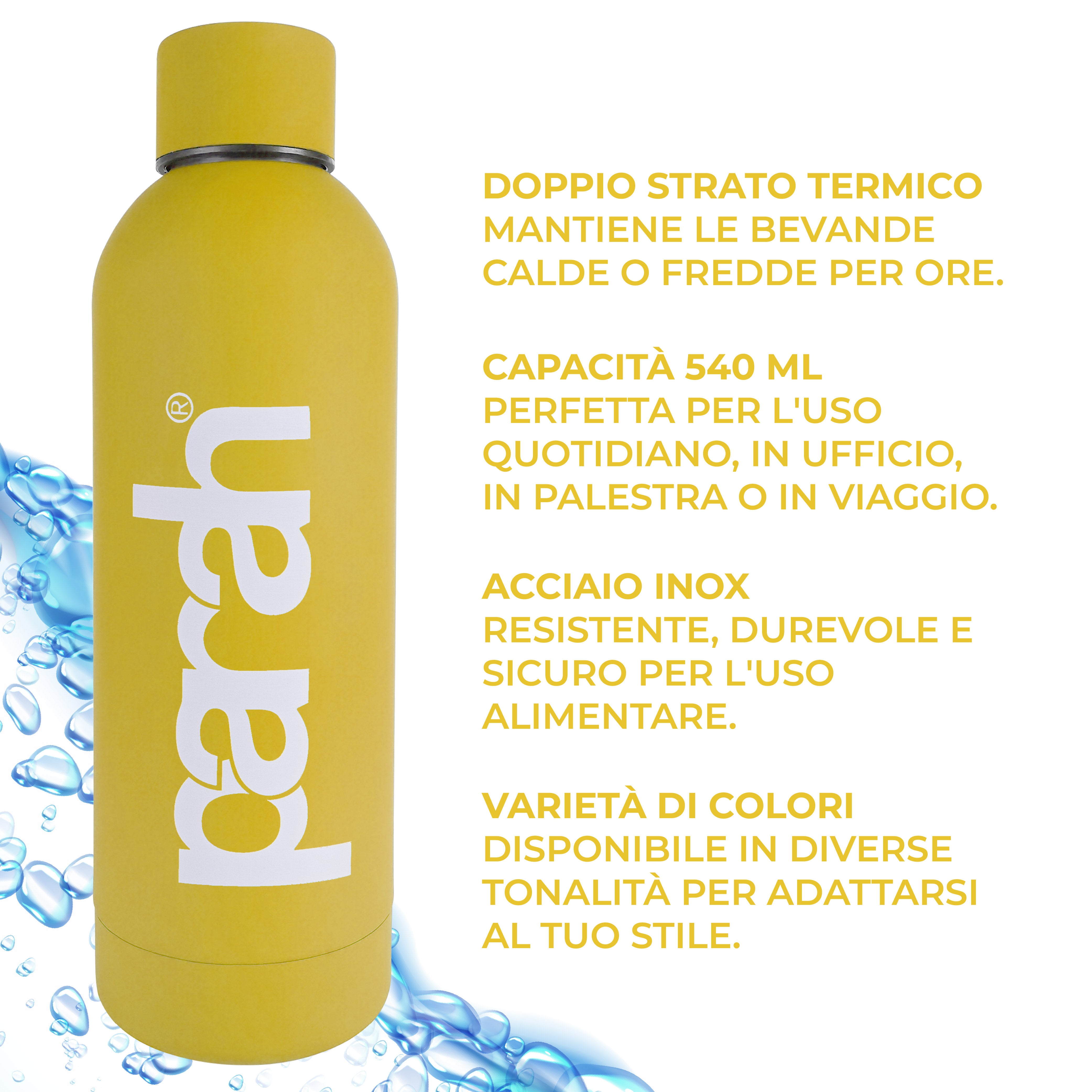 Borraccia 540 ml in Acciaio con Doppio Strato Termico by Parah