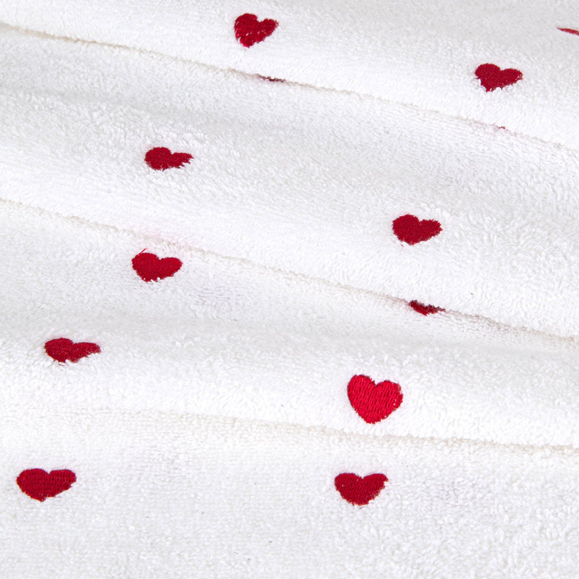 Set 3 Asciugamani Bagno in Cotone con Cuoricini Ricamati by Sono a Casa