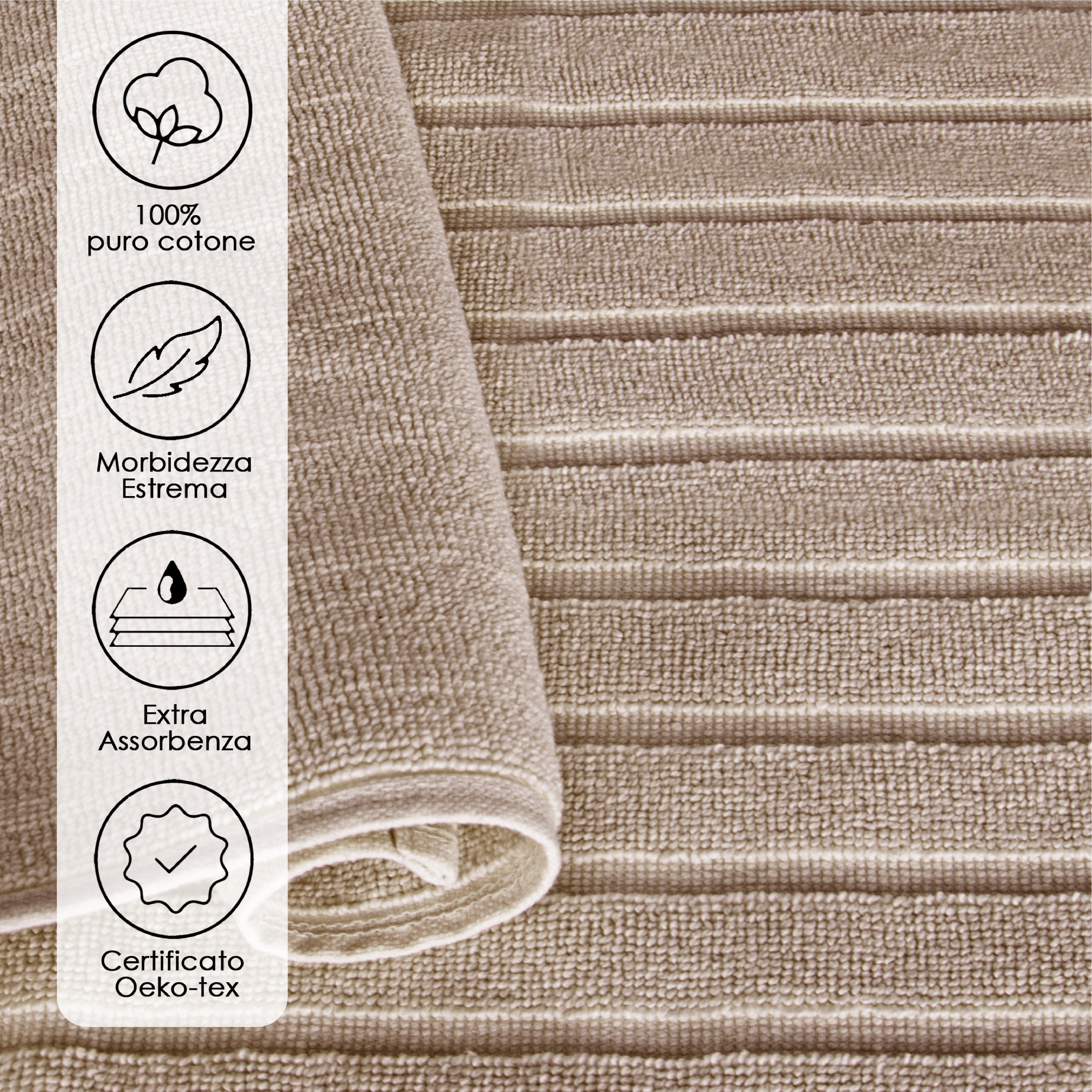 Tappeto Bagno 100% Cotone Jacquard Rigato by Parah