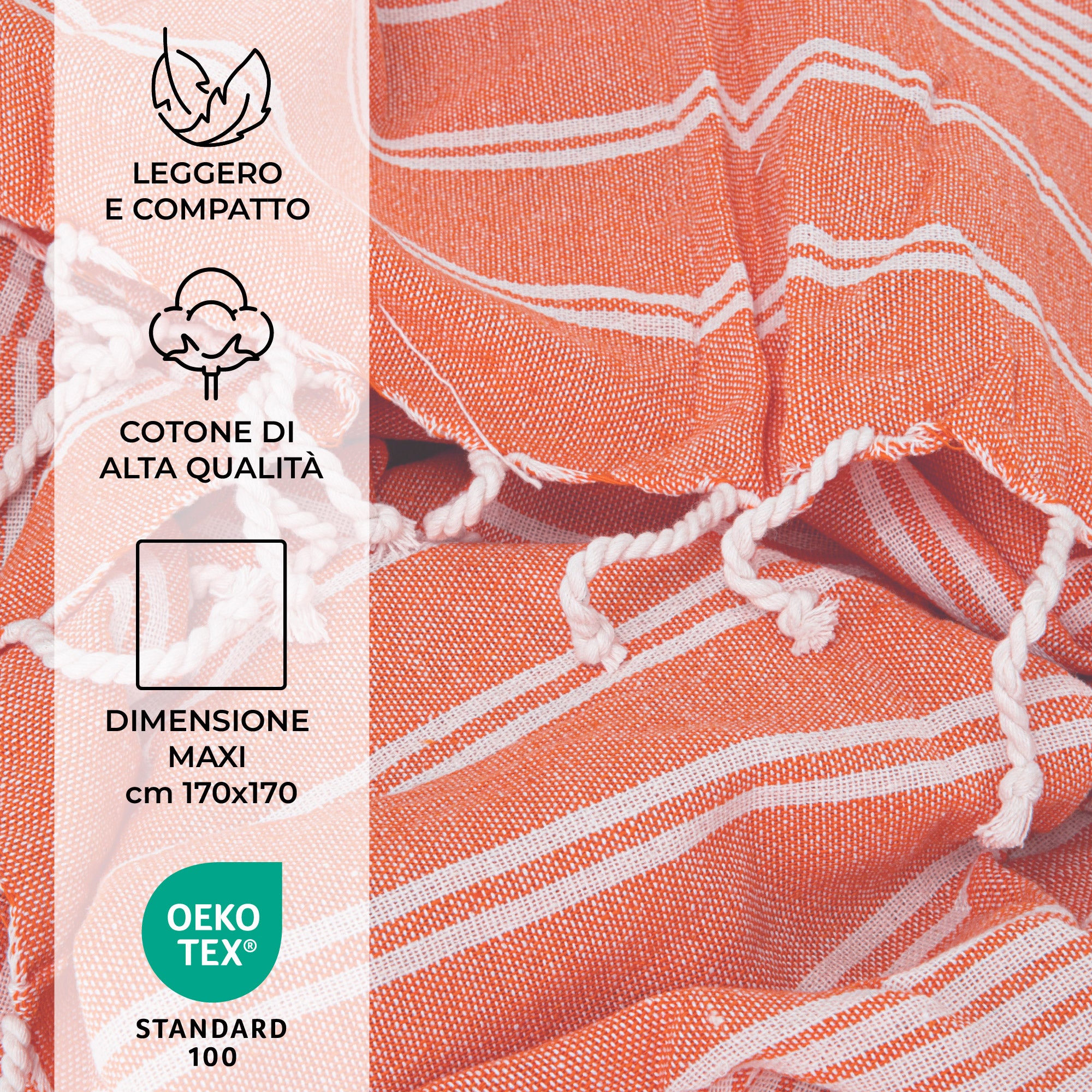 Maxi Telo Mare Fouta 170x170 cm in Cotone di Alta Qualità by Gilania