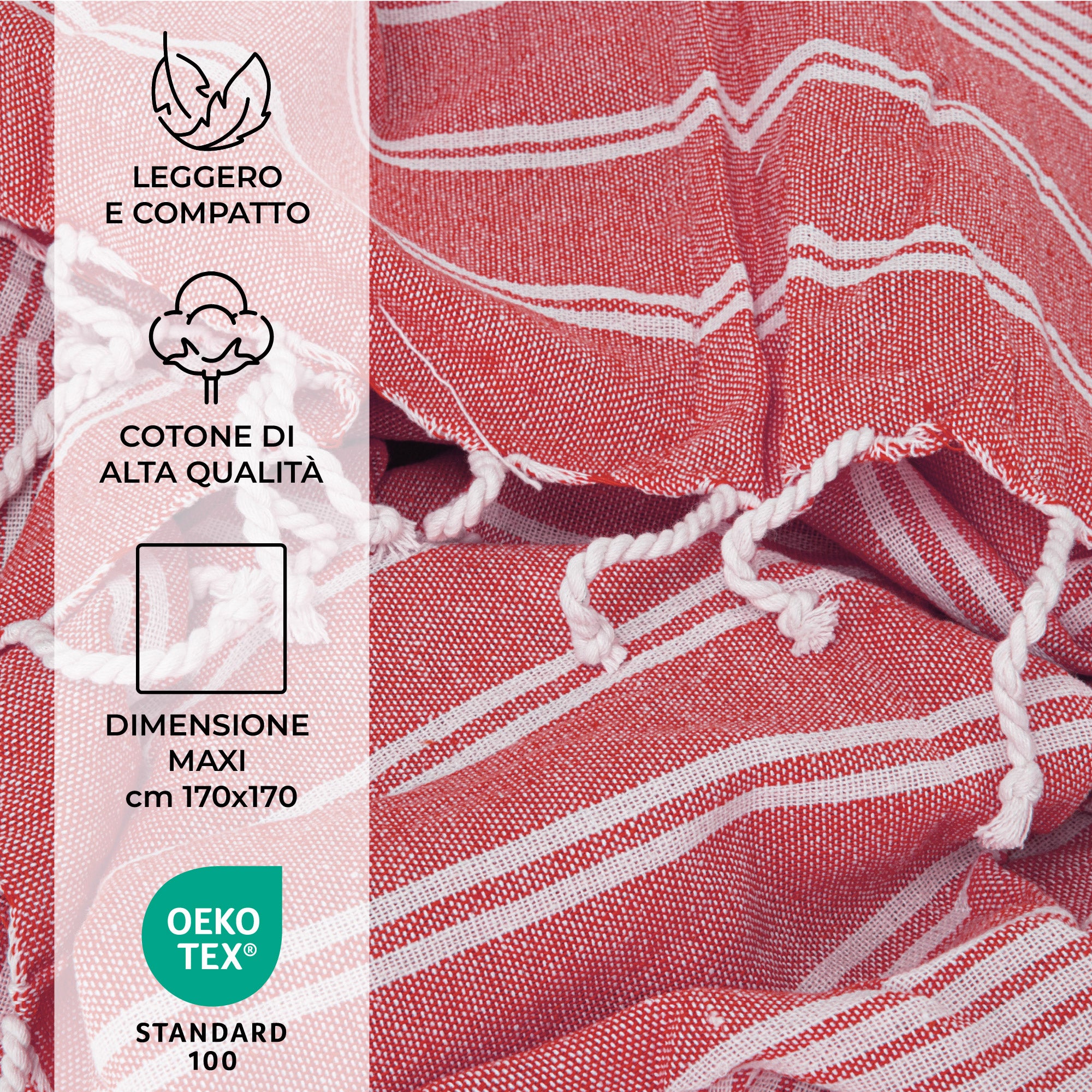 Maxi Telo Mare Fouta 170x170 cm in Cotone di Alta Qualità by Gilania