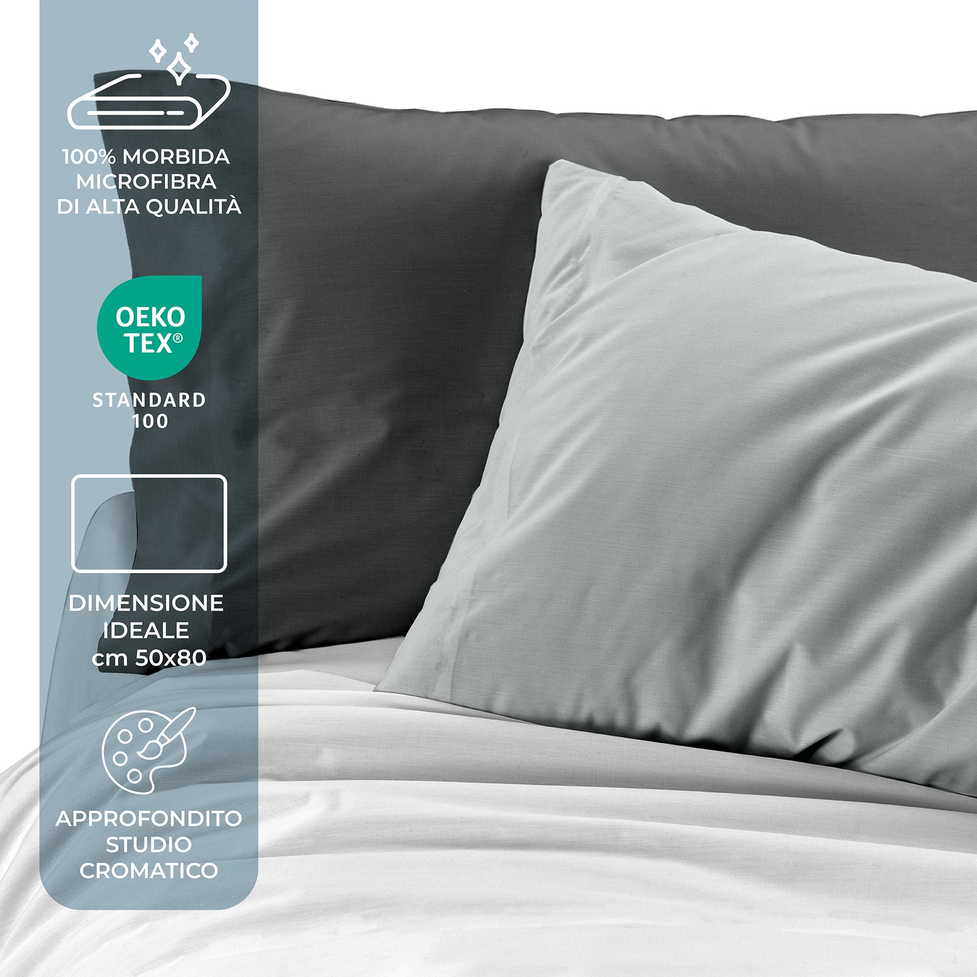 Coppia Federe per Cuscini Letto in Morbida Microfibra Ruggeri Everyday