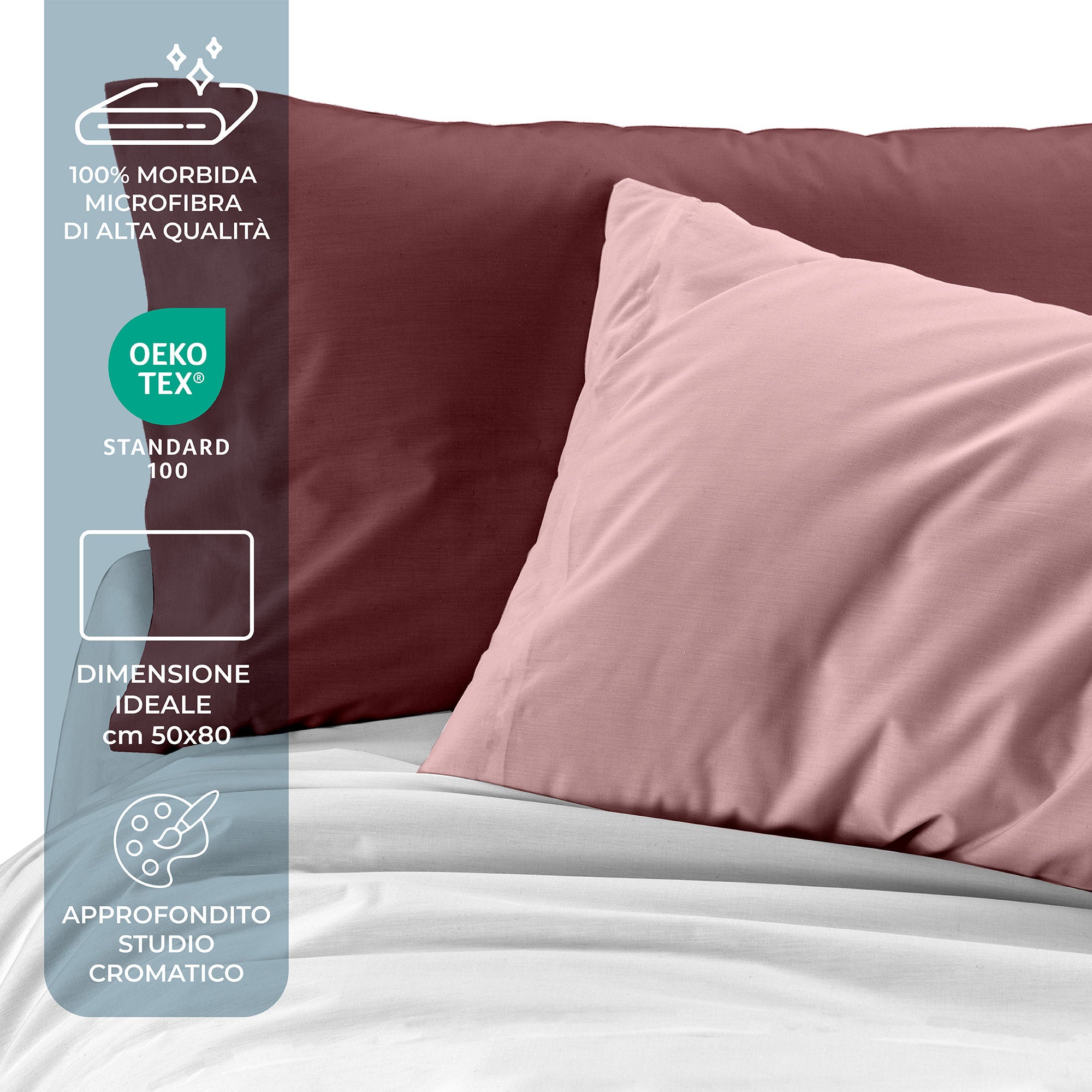 Coppia Federe per Cuscini Letto in Morbida Microfibra Ruggeri Everyday