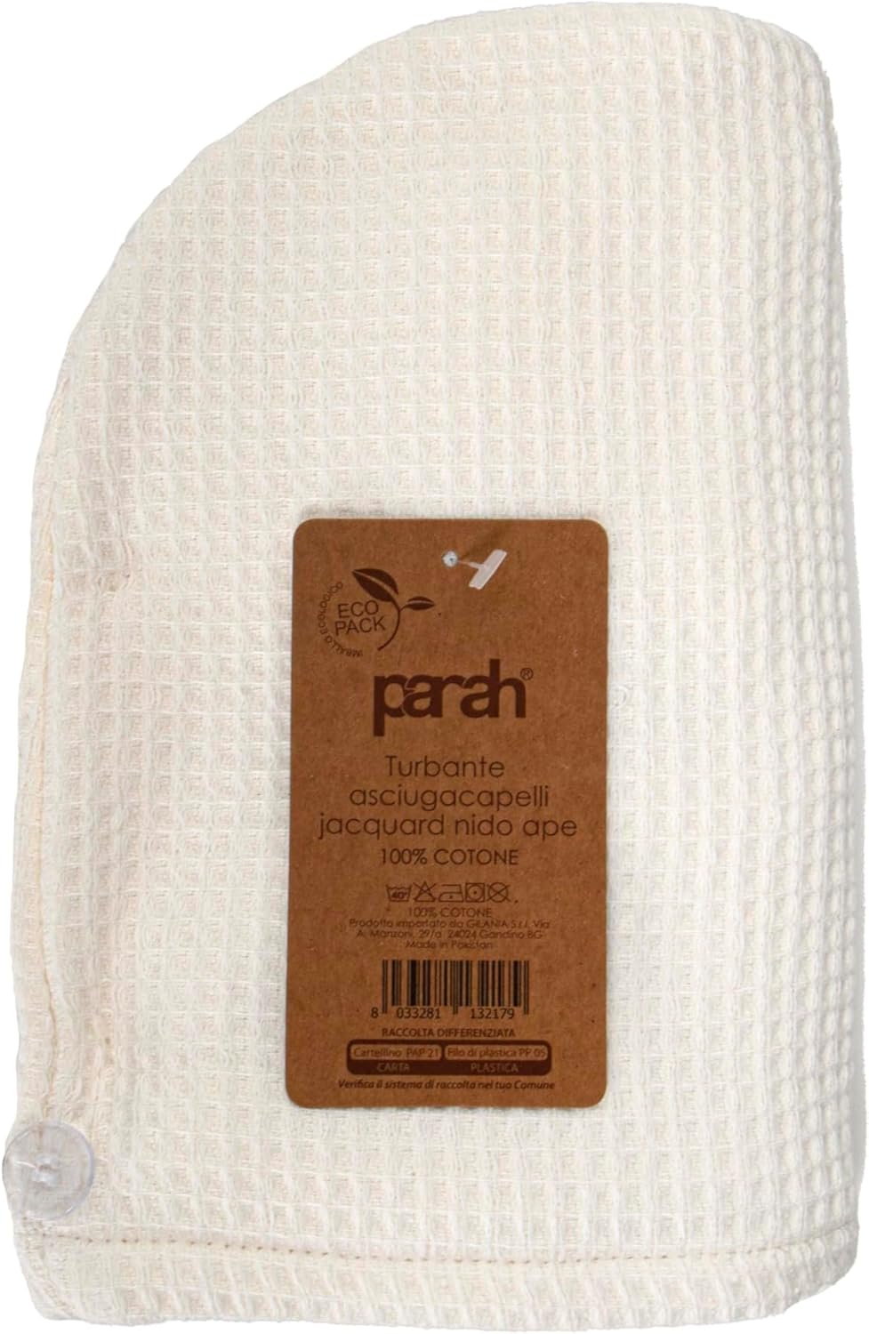 Turbante Asciugacapelli con Bottoni 100% Cotone Jacquard by Parah