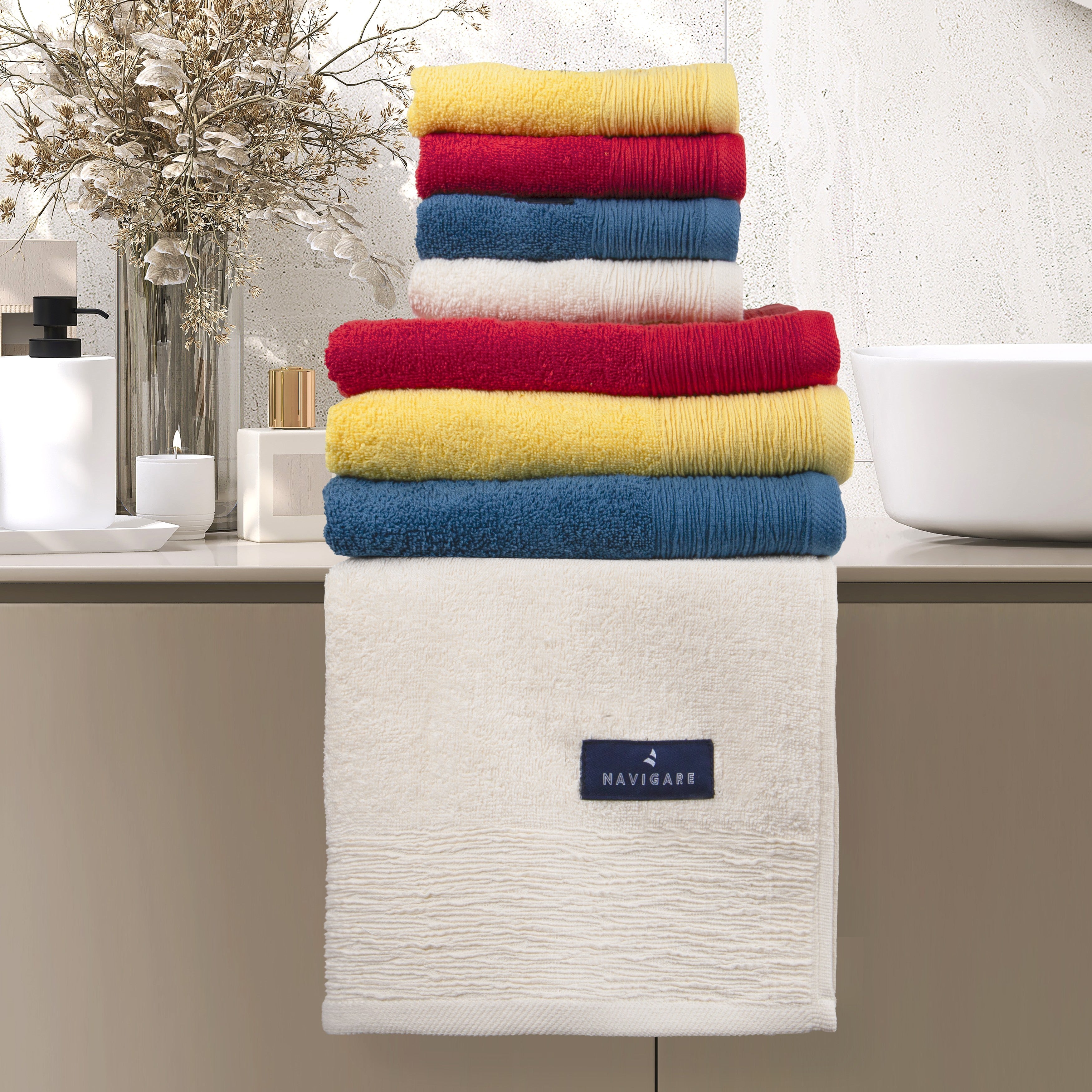 Set Asciugamani Bagno 8 Pezzi Multicolore in 100% Cotone by Navigare - Immagine 4