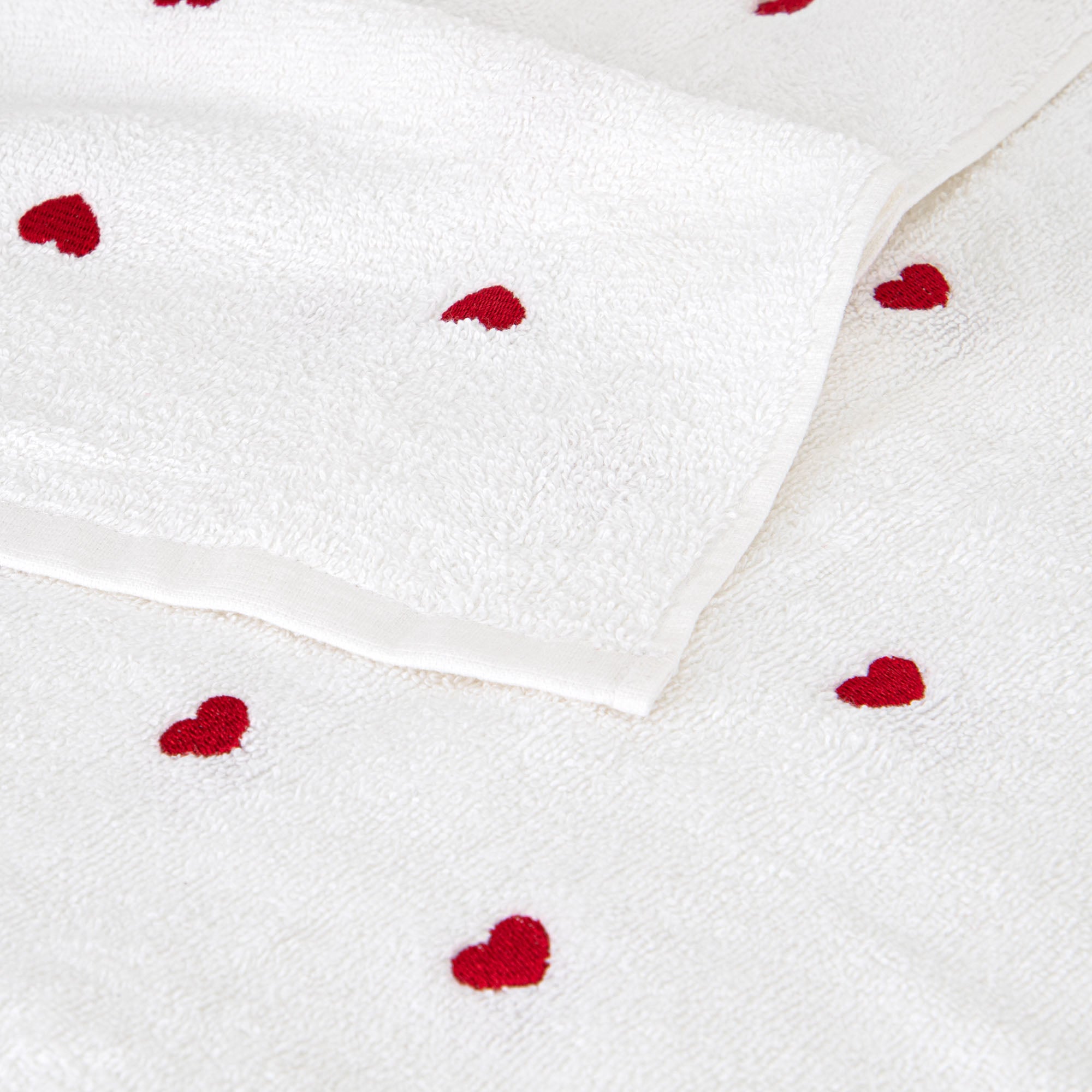 Set 3 Asciugamani Bagno in Cotone con Cuoricini Ricamati by Sono a Casa
