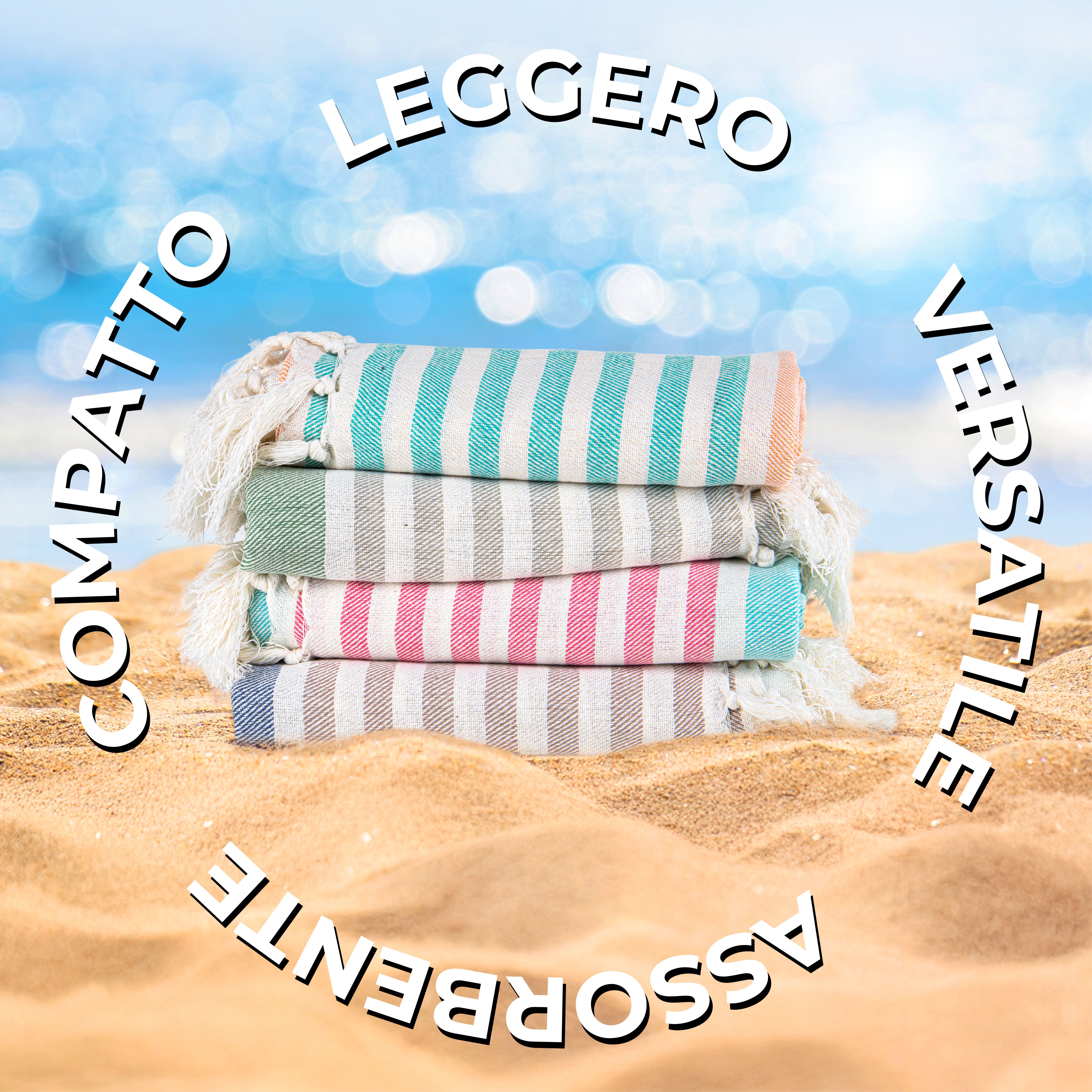 Maxi Telo Mare Fouta in Cotone, Multiuso, Leggero e Compatto by Ruggeri